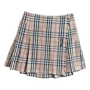 Burberry Wool Pleated Plaid Skirt
